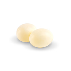 Two eggs of dove birds, low angle, isolated on white background. with clipping paths.