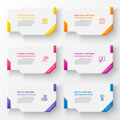 Business infographics template 6 steps ,Vector illustration.