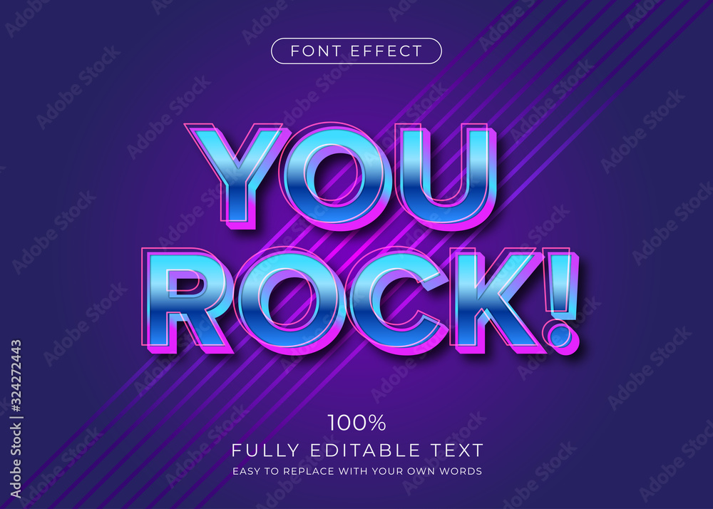 Aufkleber modern futuristic 3d text style. editable font effect