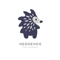 Hedgehog logo template. Cute vector logotype with stylized hedgehog isolated on white. Perfect logo or mascot for children sports team. © harmonia_green