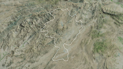 Ghazni, Afghanistan - outlined. Satellite