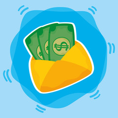 envelope with bills money dollars