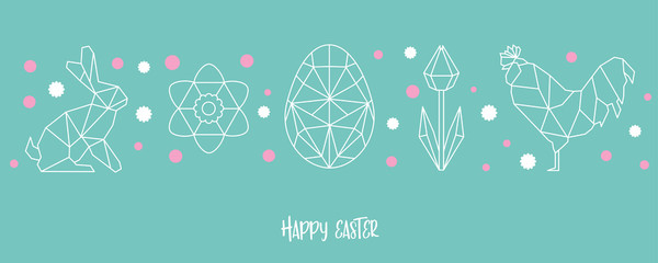 Happy Easter Banner with decorative graphics