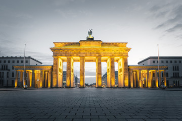 Brandenburg Gate in Berlin at Dawn with copy space