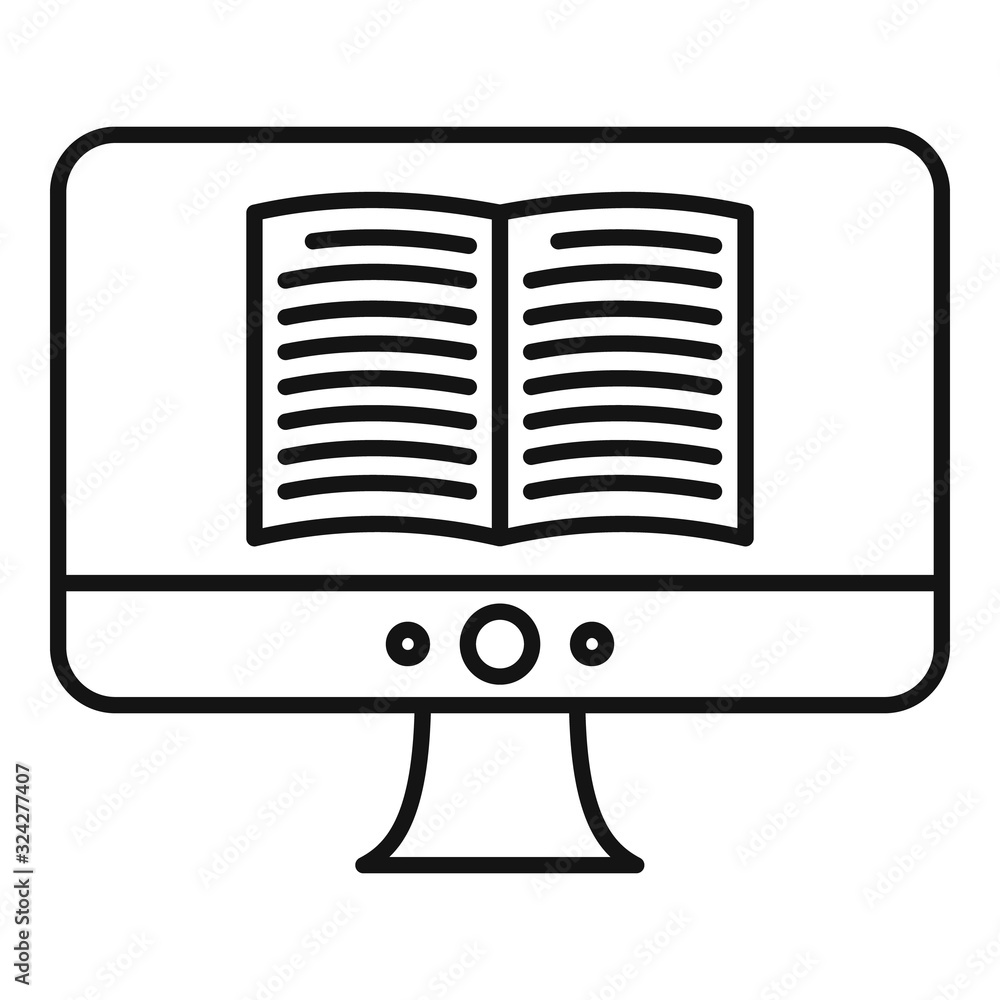 Poster computer ebook icon. outline computer ebook vector icon for web design isolated on white background