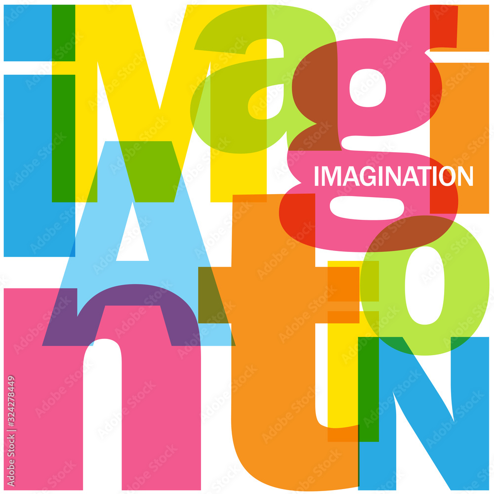 Poster imagination colorful vector typography in a square