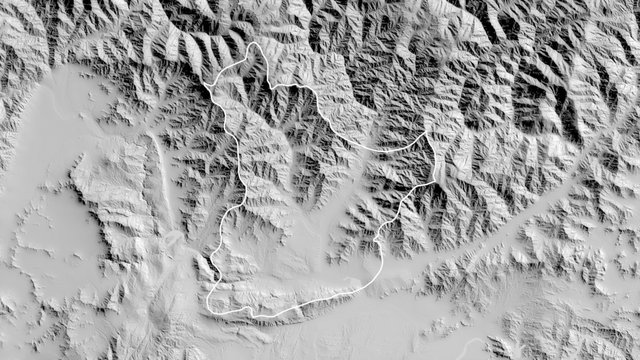 Laghman, Afghanistan - outlined. Grayscale