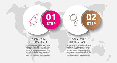 Vector template circle infographics. Business concept with 2 options and parts. Two steps for diagrams, flowchart, timeline