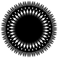 New ink Abstract circle pattern mandala flower floral petal stack zentangl spirograph modern circular pattern sun star rays tribal lace motif black white single art mehendi Digital textile frame stamp