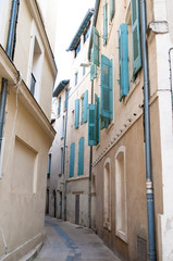 Fototapeta na wymiar Narrow street in central Nimes, France