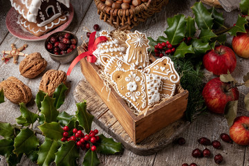 Christmas gingerbread cookies in a box