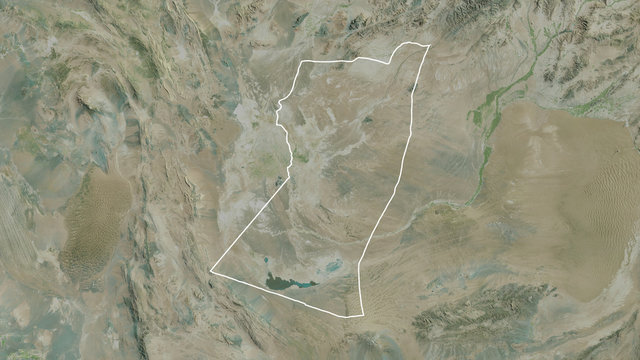 Nimruz, Afghanistan - outlined. Satellite