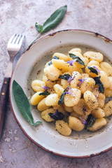 Gnocchi in sage butter with sage flowers