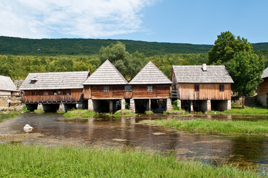 Water mills on Mayer spring, river Gacka, Gacko Polje, Otocac, Lika, Central Croatia