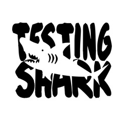  Testing shark. Test day sign. Teacher vector design.