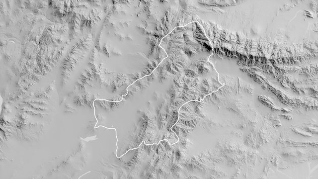 Paktia, Afghanistan - outlined. Grayscale