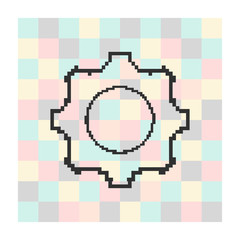 Vector pixel icon cog on a square background