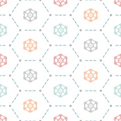 Soft pastel colored modern tiling texture. Fashionable background with fancy elements. Abstract seamless pattern