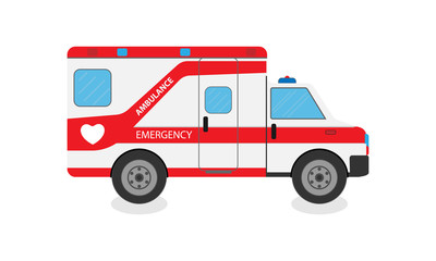 Ambulance car isolated on a white background. Vector illustration.