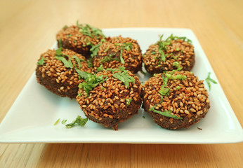 Falafel Deep-fried Balls, a Famous Middle Eastern Snack or Appetizer