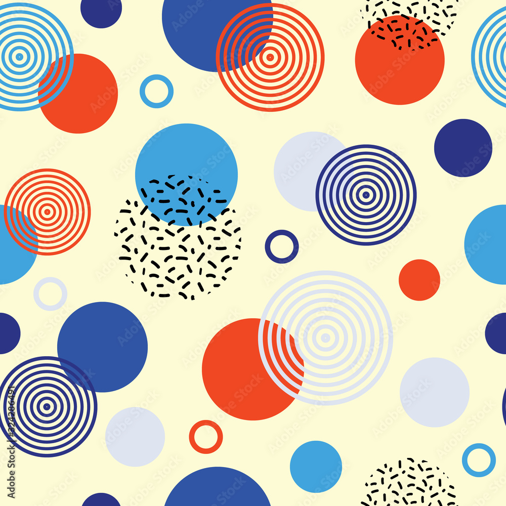 Aufkleber memphis style abstract seamless pattern with simple geometric shapes.