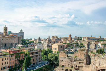 Fototapeta na wymiar Old city of Rome from Forum , Italy