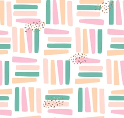 Tapeten Nahtloses Muster mit Streifen. Kindischer, skandinavischer Hintergrund. Vektor-Illustration für Textilien, Stoffe, Tapeten, Webdesign © skvalval