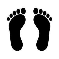 Human footprints icon. Raster illustration