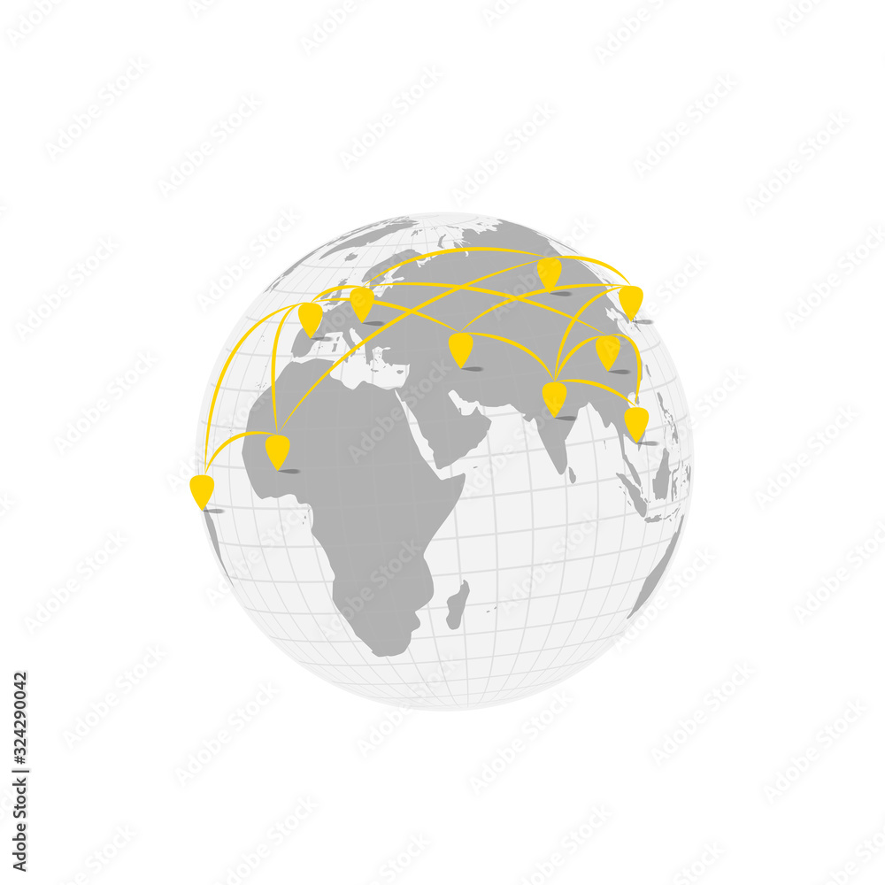 Poster vector : world with network on gray background