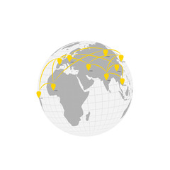 Vector : World with network on gray background