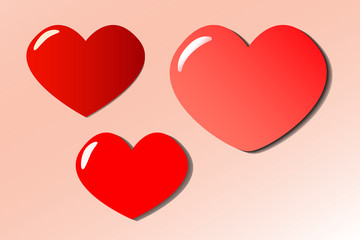 Vector illustration of a heart with a shadow of various shapes