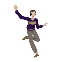 Fototapeta na wymiar Young boy jumping and have fun. Vector illustration