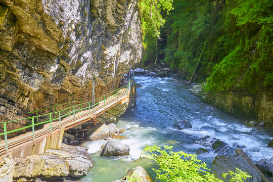 The &ldquo;Breitachklamm&ldquo; is an imposing rock canyon in the Bavarian Alps near &ldquo;Obersdorf&ldquo;, Germany.