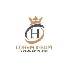 Luxury modern H letter crown logo design template vector eps