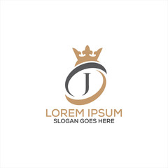 Luxury modern J letter crown logo design template vector eps