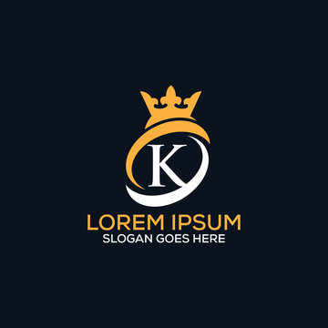 Luxury modern K letter crown logo design template vector eps