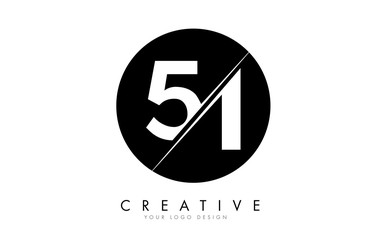 51 5 1 Number Logo Design with a Creative Cut and Black Circle Background.