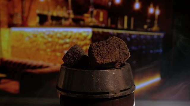 A Chillim of charcoal in the smoke in the hookah