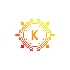 circle crown letter k color luxury logo design
