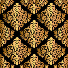Luxury decorative seamless pattern on black background,