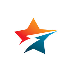 Obraz premium creative color red blue star lightning electric energy logo design