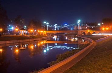 Fototapeta premium Alexandrovsky bridge over Orlik river in Oryol (Orel). Russia