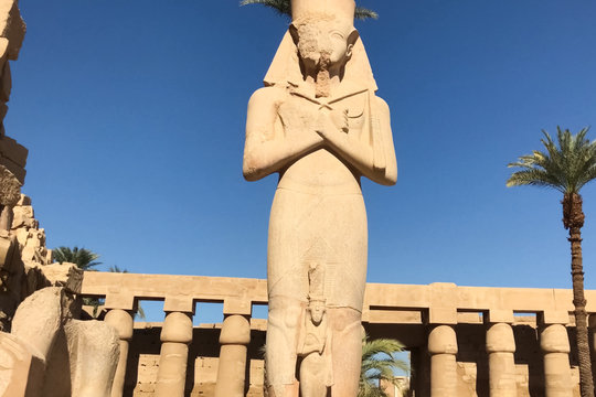 Buildings and columns of ancient Egyptian megaliths. Ancient rui