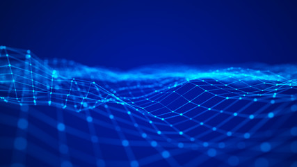 Network connection structure. Technology wave background. Big data digital background. 3d rendering.