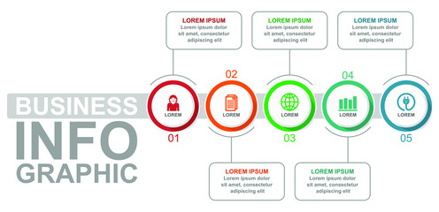Fototapeta premium Infographic vector template for presentation, chart, diagram, graph, business concept with 5 options
