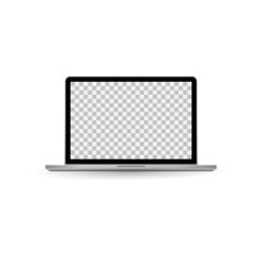 Realistic vector of laptop or notebook mock up with transparent blank screen isolated on white background - Vector