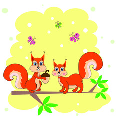cute squirrel illustration vector  nursery 