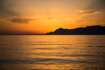 Sunset over the Adriatic sea, Makarska, Croatia