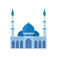 Mosque building blue color vector illustration. Vector illustration on white background