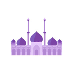 Mosque building purple color vector illustration. Vector illustration on white background